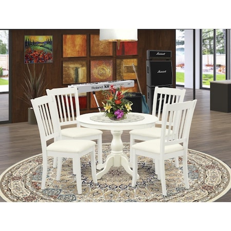 East West Furniture 5 Piece Hartland Kitchen Furniture Set - Linen White HBDA5-LWH-C